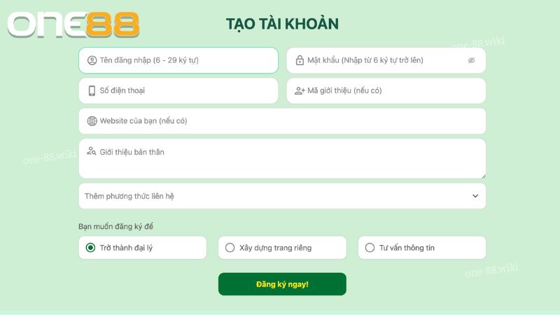 Hướng dẫn cách đăng ký để trở thành đại lý ONE88
